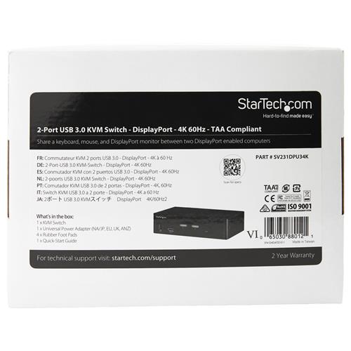 SWITCH KVM DISPLAYPORT A 2 PORT - 4K 60HZ - KVM DISPLAYPORT