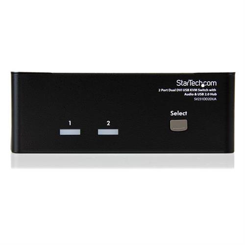 SWITCH KVM DUAL DVI USB 2 PORTE CON AUDIO E HUB USB 2.0