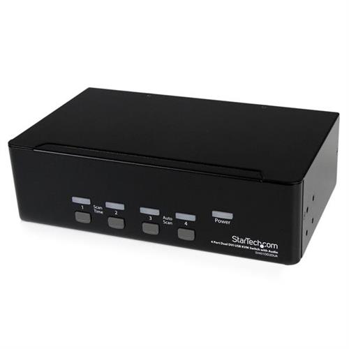 SWITCH KVM DUAL DVI USB 4 PORTE CON AUDIO E HUB USB 2.0