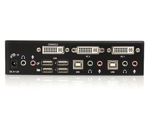 SWITCH KVM DVI USB 2 PORTE CON AUDIO E HUB USB 2.0 IN