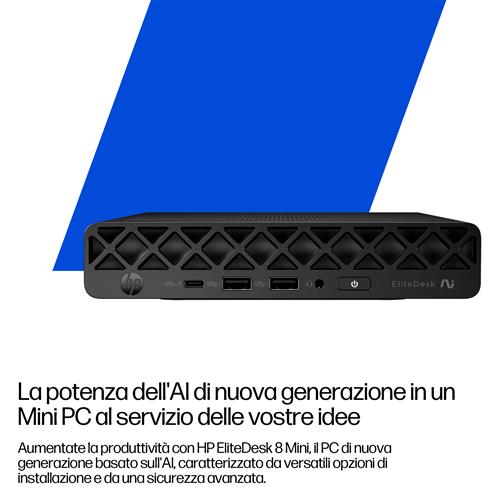 HP EliteDesk 8 Mini G1a Next Gen AI Wolf Pro Security Edition Copilot+ PC AMD Ryzen Al 7 350 16 GB DDR5-SDRAM 512 GB SSD Windows 11 Pro Mini PC AI PC Nero