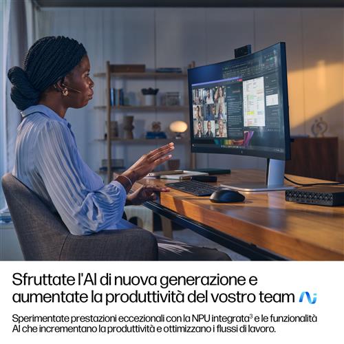 HP EliteDesk 8 Mini G1a Next Gen AI Wolf Pro Security Edition Copilot+ PC AMD Ryzen Al 7 350 32 GB DDR5-SDRAM 1 TB SSD Windows 11 Pro Mini PC AI PC Nero