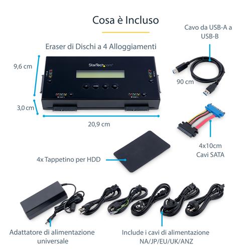 ERASER PER HDD DA 2.5IN O 3.5IN - DRIVE SATA 4 BAY -STANDALONE