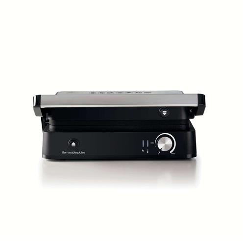 BISTECCHIERA INOX 2000W PIASTRE 29X22 CM 4 FETTE TEMP REGOLABIL.