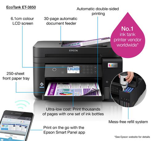 ECOTANK ET-3850 INKJET PRINTERS SCATOLA APERTA E DANNEGGIATASCAT