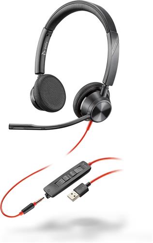 POLY Blackwire 3325 USB-A Headset Auricolare Cablato A Padiglione Ufficio USB tipo A Nero