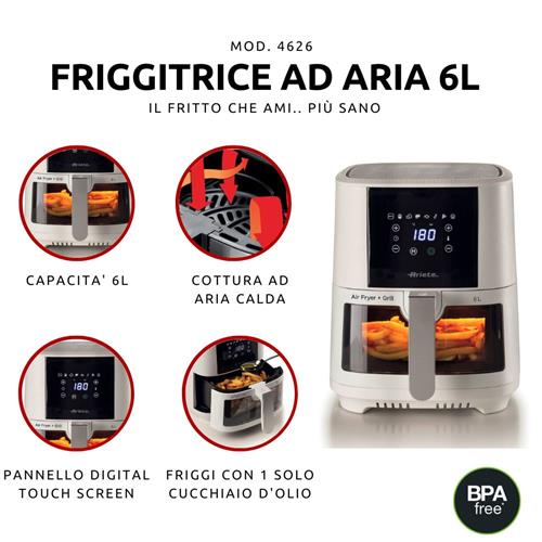 FRIGGITRICE AIRFRY WINDOW 1300W 6L 8PROGRAMMI TIMER BIANCA
