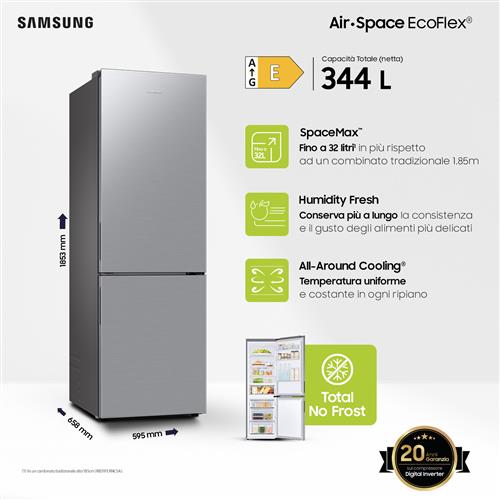 FRIGO COMBI 344LT H185 NF INOX E