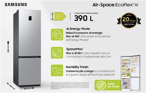 FRIGO COMBI 390LT H203 NF INOX C DISPLAY WIFI