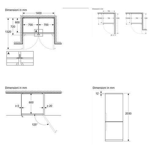 FRIGO COMBI 440LT H203-L70 NF C INOX DISP SERIE6 METALBACK OPEN