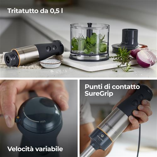 Kenwood Triblade XL+ HBM60307GY Mixer a immersione 1000W con accessori Grigio