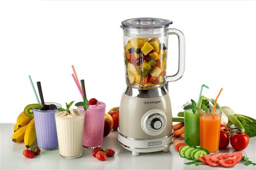 FRULLATORE VINTAGE VETRO 1000W 4 LAME 15LT BEIGE