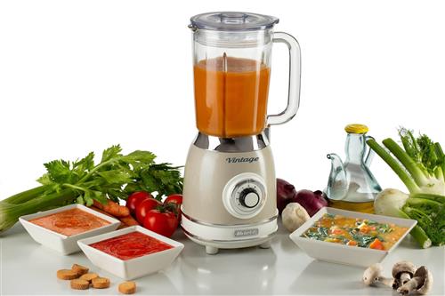 FRULLATORE VINTAGE VETRO 1000W 4 LAME 15LT BEIGE