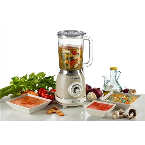 FRULLATORE VINTAGE VETRO 1000W 4 LAME 15LT BEIGE