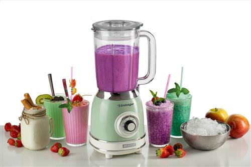 FRULLATORE VINTAGE VETRO 1000W 4 LAME 15LT VERDE