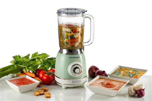 FRULLATORE VINTAGE VETRO 1000W 4 LAME 15LT VERDE