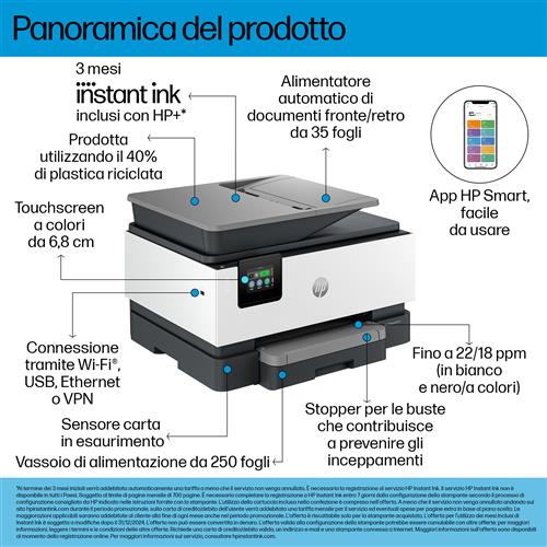 HP OFFICEJET PRO 9122E AIO 22PPM 21CPM 8IPM 2.7IN 1200X1200