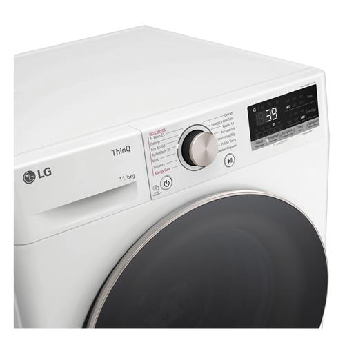 LG D4R7011TSWG Lavasciuga 11/6kg AI DD, Classe D, 1400 giri, TurboWash 360, Vapore, Wi-Fi