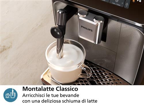 Philips Series 3300 EP3321/40 Macchina caffè automatica, 5 bevande, montalatte, 1.8L, macine in ceramica