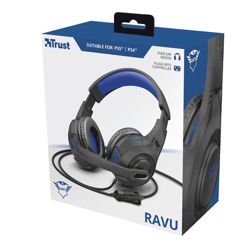 Trust GXT 307B Ravu Gaming Headset for PS4 Auricolare Cablato A Padiglione Nero, Blu