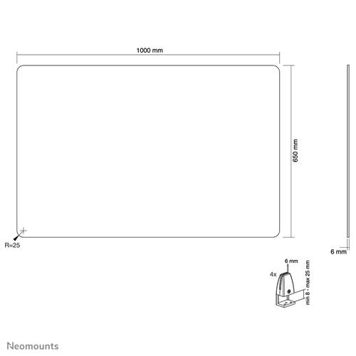 PANNELLO IN VETRO RESISTENTE 100CM PER PROTEZIONE AREA LAVORO