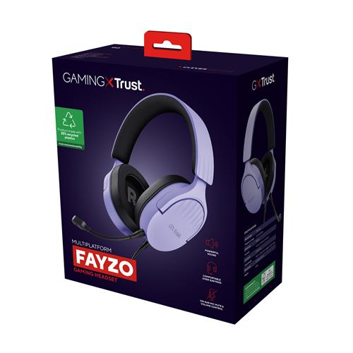 Trust GXT 489P FAYZO Auricolare Cablato A Padiglione Gaming Nero, Viola