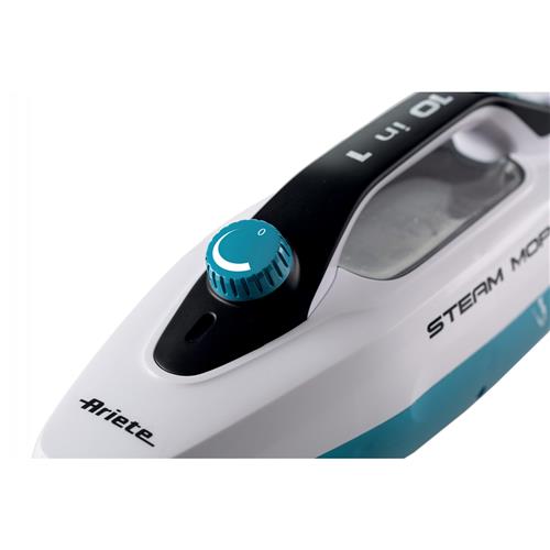 Ariete 4175 Steam Mop Foldable 10 in 1, Scopa a Vapore Pieghevole, 1500 Watt, 10 funzioni in 1, Kit accessori, Capacità 350 cc, Bianco/Azzurro