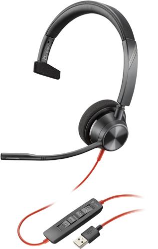 POLY Blackwire 3310 USB-A Headset Auricolare Cablato A Padiglione Ufficio USB tipo A Nero