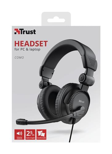 Trust Como Auricolare Cablato A Padiglione Musica e Chiamate Nero