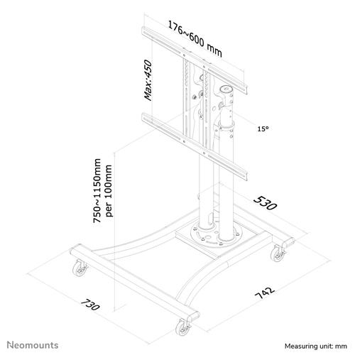 CARRELLO PORTATILE PER SCHERMI FINO A 70IN - ALTEZZA REGOLABILE