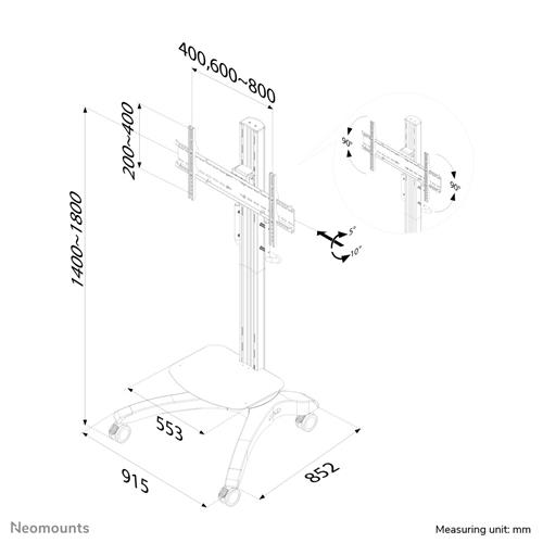 CARRELLO PORTATILE PER SCHERMI FINO A 85IN - ALTEZZA REGOLABILE