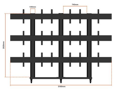 CARRELLO VIDEO WALL 3X3 ECONOMY