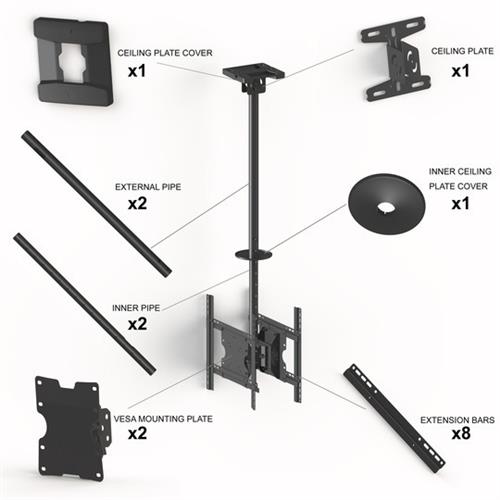 CEILING BRACKET DUAL MONITOR TELESCOPIC 83-150 CM