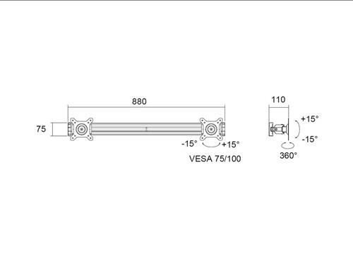 DOUBLE MONITOR MOUNTING 10-24IN FOR M PUBLIC DISPLAY - SILVER