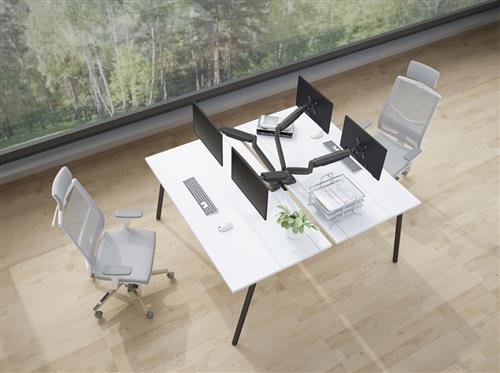 DOUBLE TABLE ARM WITH 3 JOINTS CLAMP/THROUGH HOLE