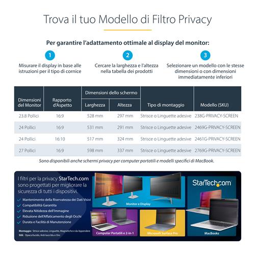 FILTRO PRIVACY ORO PER MONITOR 23.8IN Privacy Screen Protector