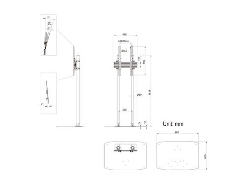 FLOOR STAND FOR 65-90IN VESA 400X600 MONITOR