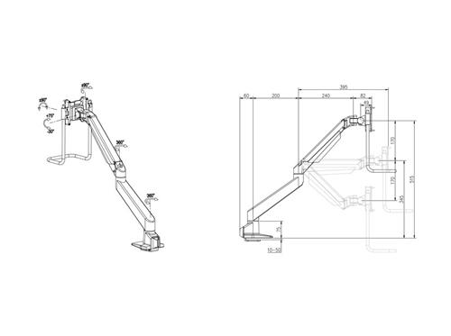 GAS LIFT ARM SINGLE BLACK W. HANDLE