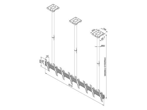 M CEILING MOUNT PRO MBC4X1U VESA MAX 600X400 40IN-65IN