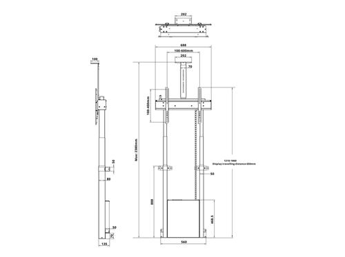 M MOTORIZED FLOORMOUNT INCL CAMERASHELF 120KG BLACK