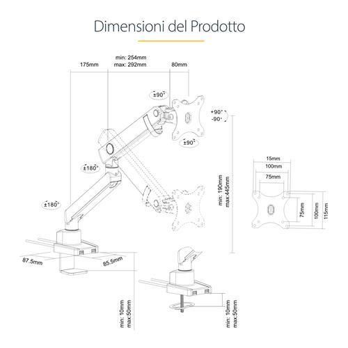 SINGLE DESK MOUNT MONITOR ARM 2 BUILT-IN USB 3.0 PORTS - VESA