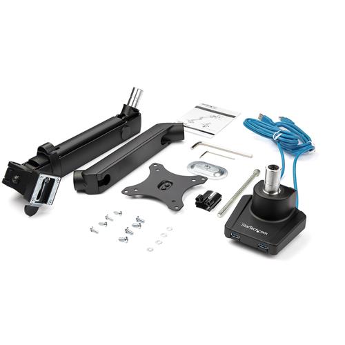 SINGLE DESK MOUNT MONITOR ARM 2 BUILT-IN USB 3.0 PORTS - VESA