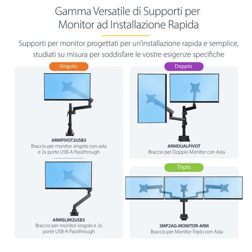 SINGLE DESK MOUNT MONITOR ARM 2 BUILT-IN USB 3.0 PORTS - VESA