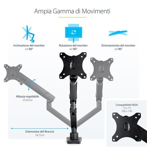SINGLE DESK MOUNT MONITOR ARM 2 BUILT-IN USB 3.0 PORTS - VESA