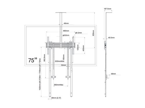 STAFFA COLLABORATION VESA 600X400 CON SCARICO A TERRA