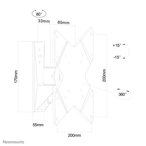 SUPPORTO A PARETE 1 SNODO PER SCHERMI FINO A 40IN (102 CM)