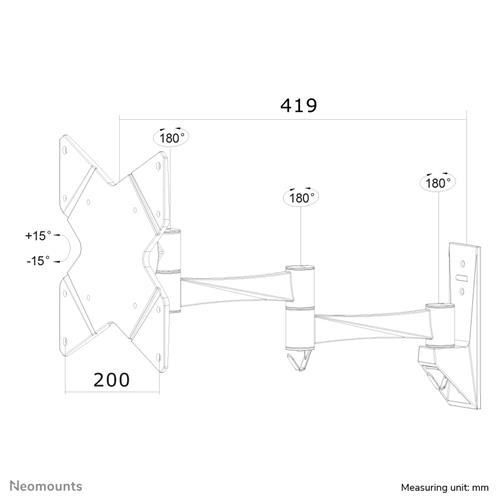 SUPPORTO A PARETE 3 SNODI PER SCHERMI FINO A 40IN (102 CM)