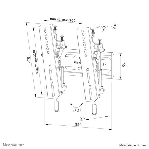 SUPPORTO A PARETE INCLINABILE - SCHERMI 24-65IN -  MAX 40KG
