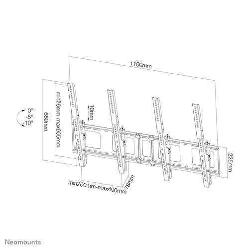 SUPPORTO A PARETE PER 2 DISPLAY PIATTI FINO A 52IN INCLINABILE