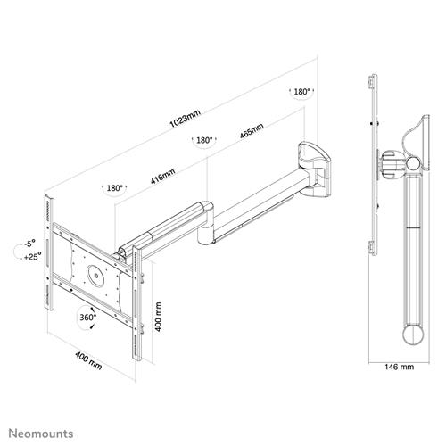 SUPPORTO DA PARETE PER MONITOR MEDICALI FINO 40IN 102CM